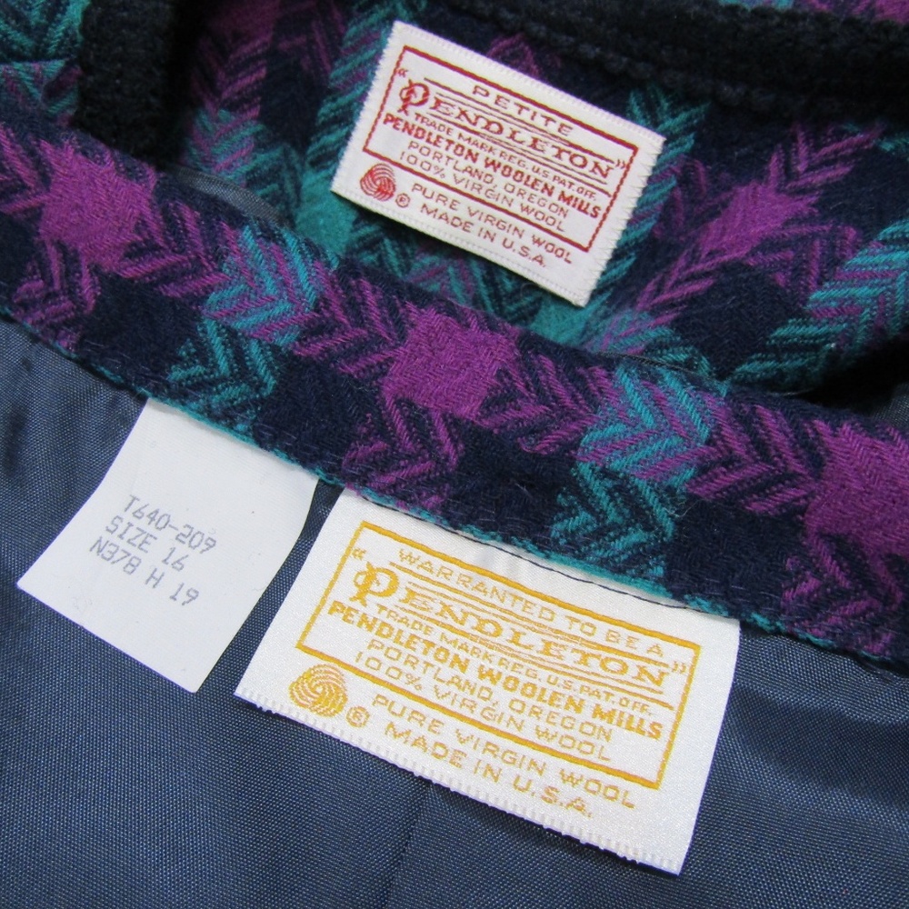 Vintage Pendlleton Teal & Violet Wool Skirt Suit - Picture 7 of 7